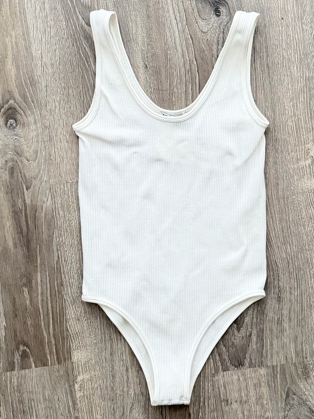 Zara Cream Ribbed Tank One-Piece Bodysuit